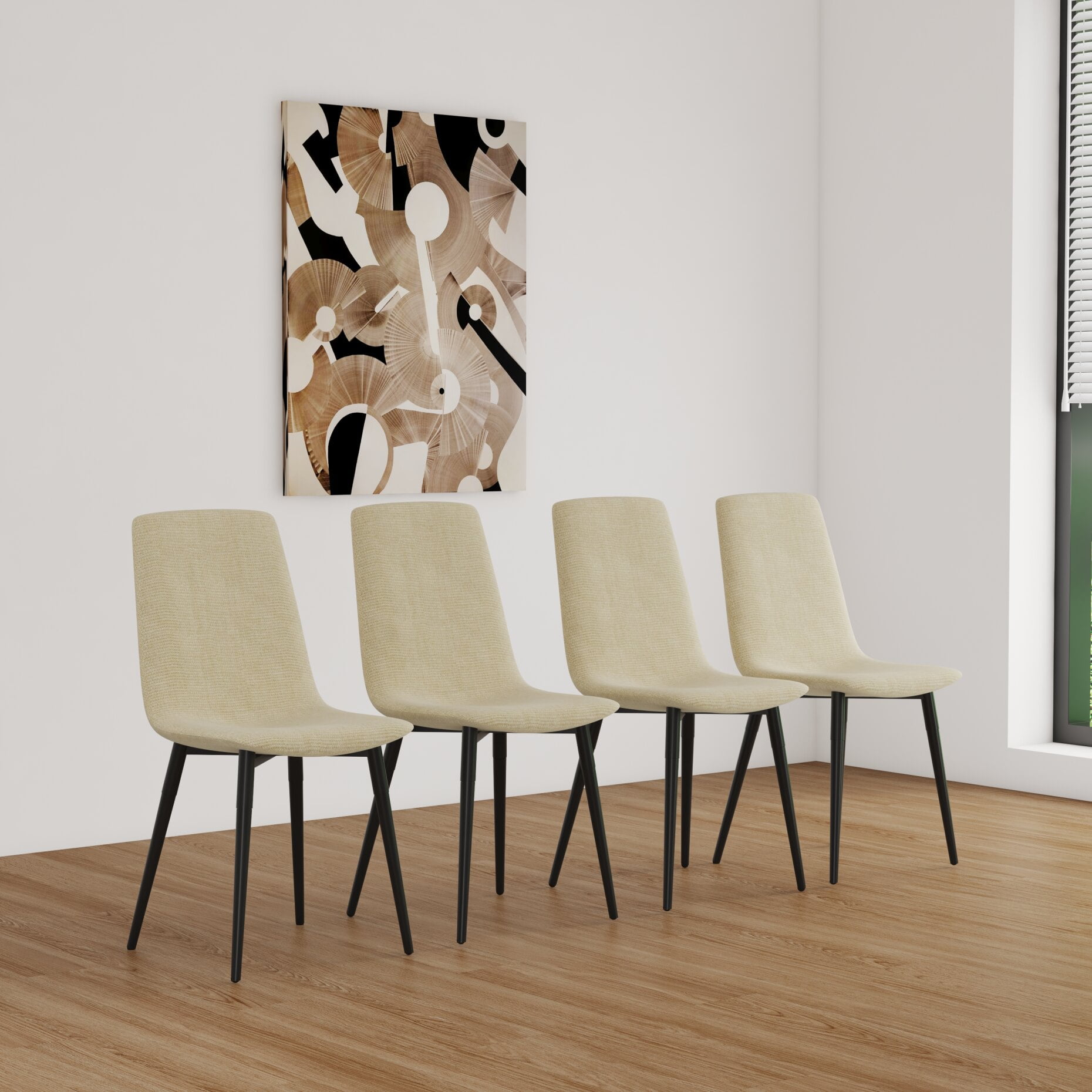 Dining Chairs Set of 4 with Metal Legs, Modern Linen Upholstered