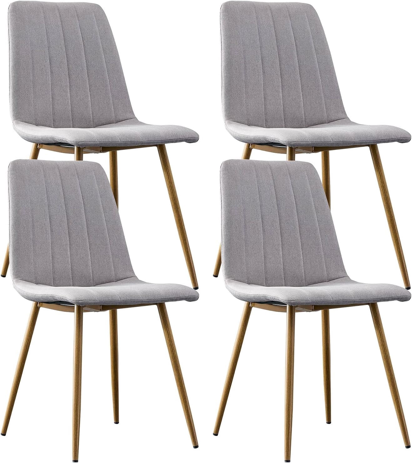 MALOL Dining Chairs Set Of 4 - Ergonomic Fabric Upholstered Seats With Wood-Look Metal Legs