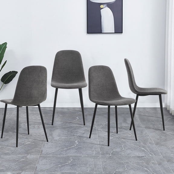 Tesnus Dining Chairs Set of 4 Dark Grey Fabric Upholstered with Metal Legs for Dining Room