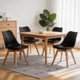 thumbnail image 1 of Dining Chairs Set of 4, Modern Kitchen Chairs, Upholstered Dining Room Seats with Sturdy Wooden Legs, High-Density Sponge Cushion and PU Leather for Restaurant Hotel, Black, 1 of 11
