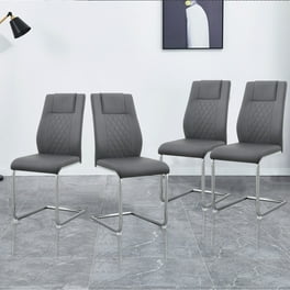 Set Of 4 Modern Black Dining Chairs With Chrome Metal Base Set Of 4 Modern Black Dining Chairs With Chrome Metal Base