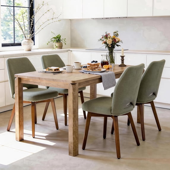 Dining Chairs Set of 4 – Modern Upholstered Kitchen Chairs (Sillas de Comedor) with Unique Cutout High Back & Wood Legs, Farmhouse Dinner Chair for Kitchen, Dining Room, or Living Room, Green