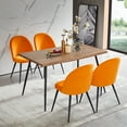 thumbnail image 1 of Dining Chairs Set of 4, Morden 4PCS Velvet Accent Chairs with Tufted Curved Backest, Upholstered Side Chair with Metal Black Legs, Armless Side Chairs for Living Room Kitchen Dining Room, Orange, 1 of 7