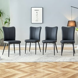 Dining Chairs Set of 4 Modern PU Leather Upholstered Dining Chairs with Metal Legs Mid Century Accent Chair Side Chair with Ergonomic Curved Back