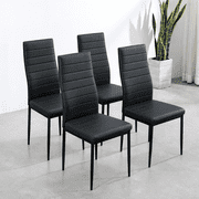 Dining Chairs Set of 4, PAPROOS PU Leather Kitchen Chairs with Metal Legs, Modern Dining Room Side Chairs Set with High Back for Kitchen Living Room, BlackTable Not Included