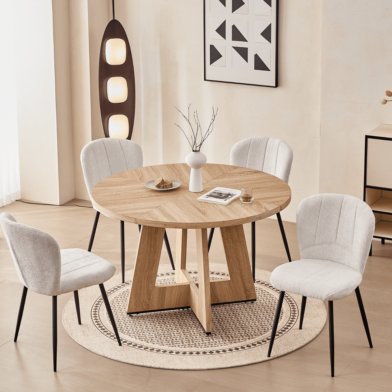 Dining Chairs Set of 4, Upholstered Chenille Fabric Kitchen Chairs With Metal Legs, Wingback Elegant Tufted Accent Vanity Chair For Dinner, Bedroom, Living Room, Apartment, White