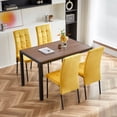 thumbnail image 1 of Dining Chairs Set of 4, Velvet Upholstered Accent Chairs with Tufted Back and Black Metal Legs, 4-Pieces Modern Chairs High Back Nordic Kitchen Chairs for Dining Room Kitchen Vanity Patio, Yellow, 1 of 6