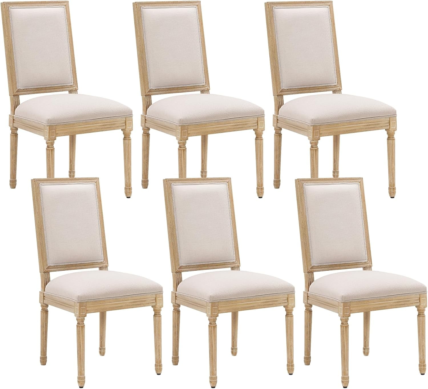 Dining Chairs Set of 6 French Country Kitchen Chairs with Rectangular