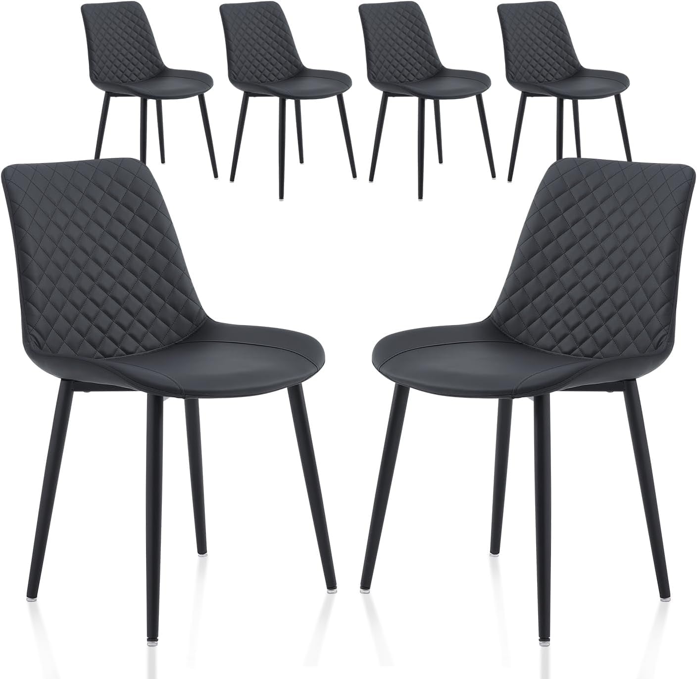 Dining Chairs Set of 6, Mid Century Modern Black Dining Room Chair ...