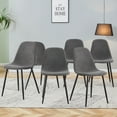 thumbnail image 1 of Dining Chairs Set of 6, Modern Linen Fabric Upholstered Dining Chairs with Backrests and Black Metal Legs, Dining Room Side Chairs for Kitchens, Lounges, and Farmhouses(Dark Gray), 1 of 8