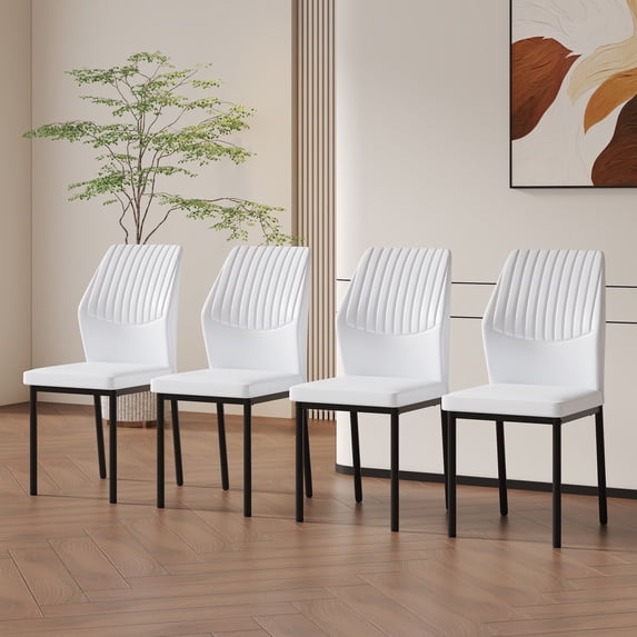 Dining Chairs Set of 6, Paproos Fabric Upholstered Dining Chairs, Mid Century Accent Chair Side Chair with High Backrest and Metal Legs, Dining Kitchen Living Room