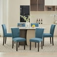 thumbnail image 1 of Dining Chairs Set of 6 Upholstered Parsons Diner Room Chair Sets Fabric Kitchen Chairs with Nailhead Trim/Sturdy Wood Legs and Padded Cushion Accent Chair Modern Living Room Chairs, Navy Blue, 1 of 8