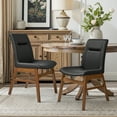 thumbnail image 1 of DyFun Leather Dining Chairs Set of 2 with Solid Wood Legs and Elegant Stitching for Kitchen and Dining Room, Black, 1 of 9