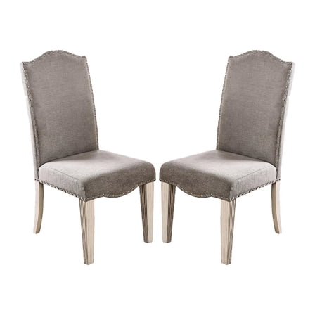 Dining Chairs Set of 2 Fabric Parson Chairs in Gray and Antique White,Wooden Dining Chairs