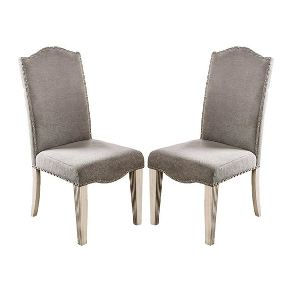 Dining Chairs Set of 2 Fabric Parson Chairs in Gray and Antique White,Wooden Dining Chairs