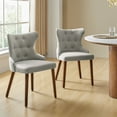 thumbnail image 1 of Dining Chairs Set of 2 Fabric Upholstered Wingback Accent Side Chairs Solid Wood Legs Button Tufted Home Kitchen Living Bedroom Grey, 1 of 8