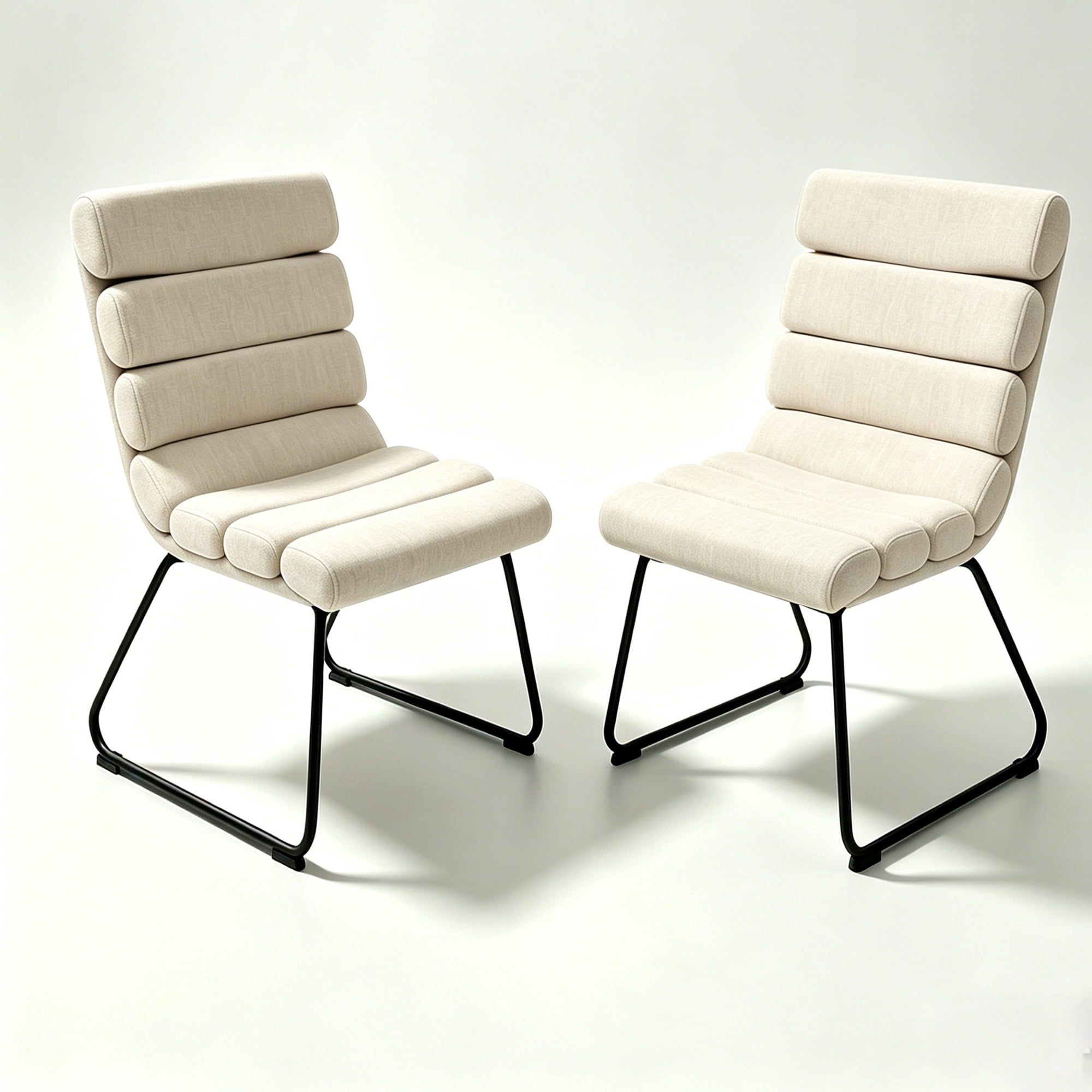Dining Chairs Set of 2, Fabric Upholstered with Soft Cushion and Comfortable Backrest, Modern Kitchen and Living Room Chairs, Beige