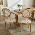 thumbnail image 1 of Dining Chairs Set of 2 French Style Nailhead Trim Velvet Fabric,Kitchen & Dining Room Chairs with Wood Legs (2 Pieces, Beige), 1 of 11