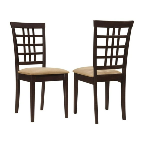 Dining Chairs Set of 2 Lattice Back Dining Chairs, Cappuccino,Wooden Dining Chairs