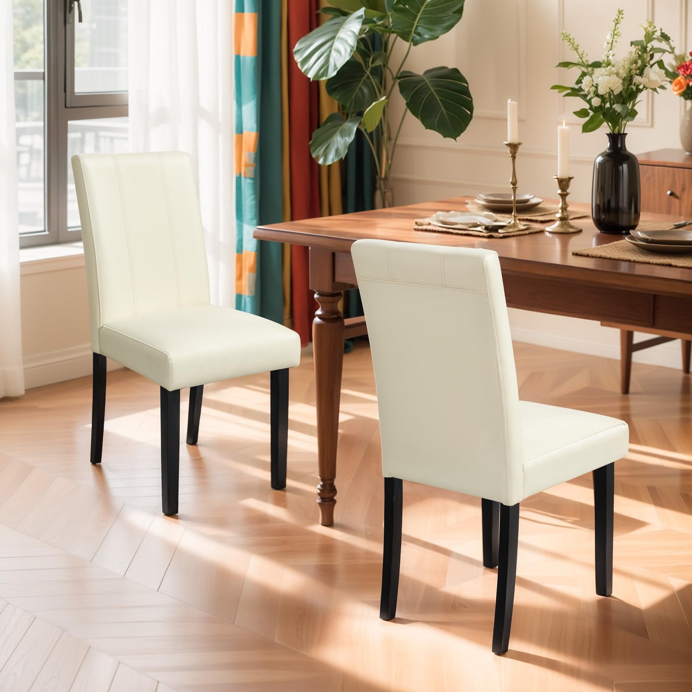 Dining Chairs Set of 2, Leather Parson Dining Room Chairs, Modern High ...