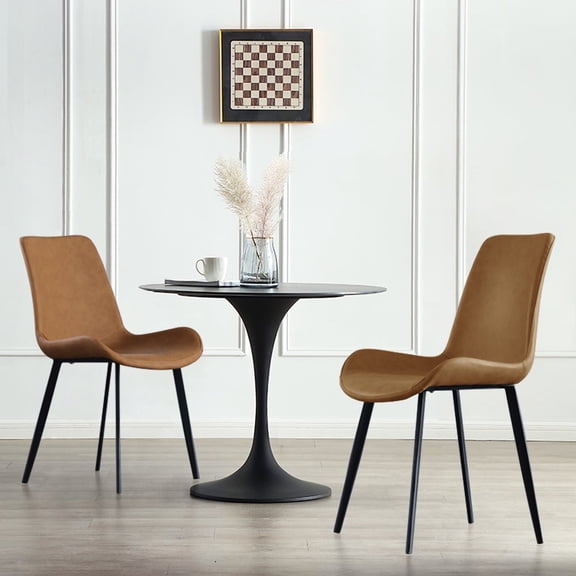 Dining Chairs Set of 2, Mid-High Back Ergonomic Accent Chairs, Durable Modern Faux Leather Side Chair Kitchen Room Study