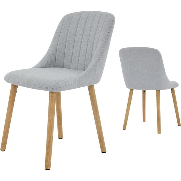 Dining Chairs Set of 2,Modern Fabric Upholstered Kitchen Side Chairs,Curved Backrest Dining Chairs with Oak Legs,Armless Dining Chair for Dining Room