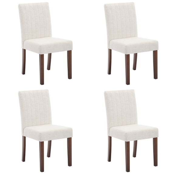 Dining Chairs Set of 2 – Modern High Back Upholstered Kitchen & Dining Room Chairs with Linen Fabric. Vertical Tufted Design & Wood Legs