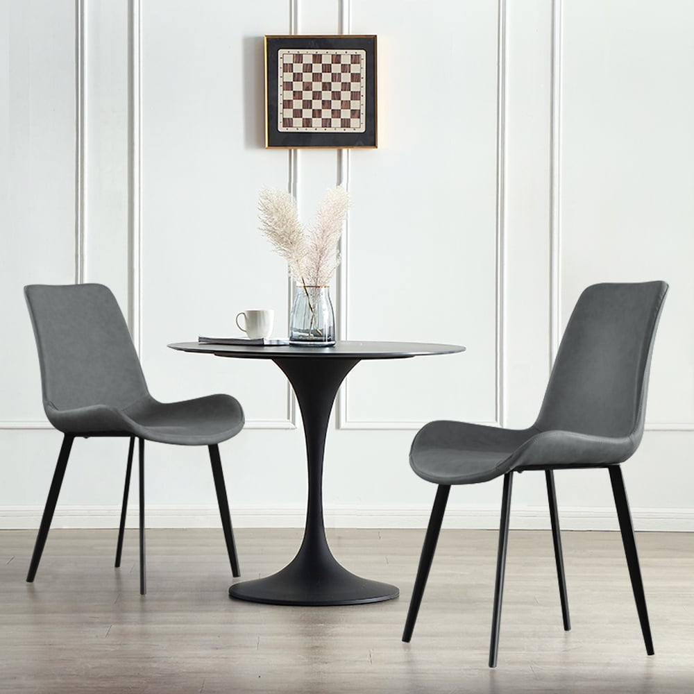 Jiexi Grey Dining Chairs Set of 2, PU Leather Upholstered Jiexi Grey Dining Chairs Set of 2, PU Leather Upholstered