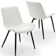 thumbnail image 1 of Modern Faux Leather Dining Chairs Set of 2 with Backrest, Sturdy Metal Legs, Upholstered Kitchen Dinning Room Chair(White, Black Legs), 1 of 10