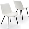 thumbnail image 1 of Modern Faux Leather Dining Chairs Set of 2, Upholstered Kitchen & Dining Room Chairs with Backrest, Durable Metal Legs(White, Black Legs), 1 of 11