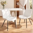 thumbnail image 1 of Modern Faux Leather Dining Chairs Set of 2, Upholstered Kitchen & Dining Room Chairs with Backrest, Durable Metal Legs(White, Black Legs), 1 of 12