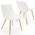thumbnail image 1 of Modern Faux Leather Dining Chairs Set of 2 with Backrest, Sturdy Metal Legs, Upholstered Kitchen Dinning Room Chair(White, Gold Legs), 1 of 9