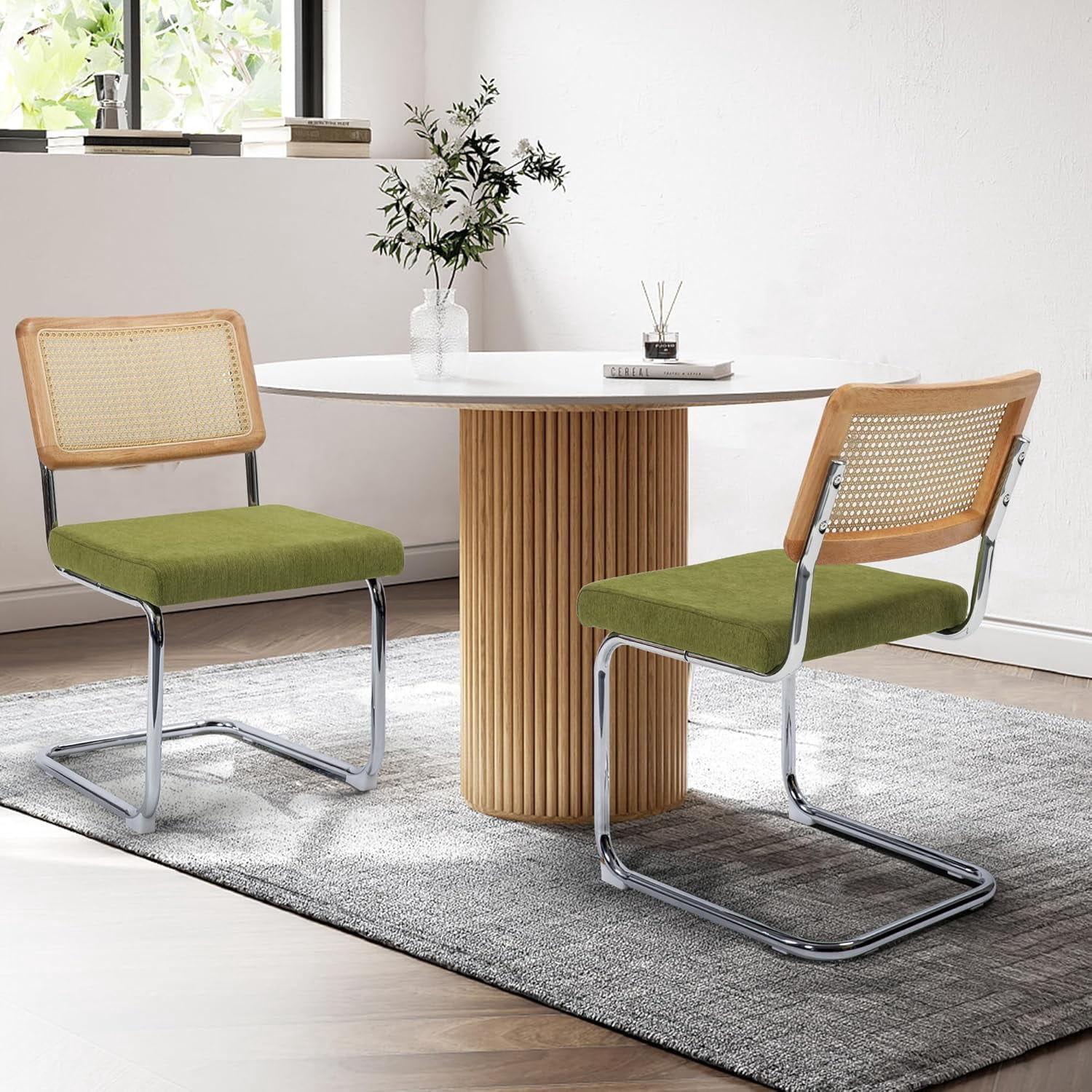 Dining Chairs Set of 2, Modern Rattan Kitchen Chairs, Mid Century ...