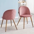 thumbnail image 1 of Dining Chairs Set of 2, Modern Velvet Kitchen Room Chair Upholstered Accent Leisure Side Chairs with Oak Legs, Pink, 1 of 7