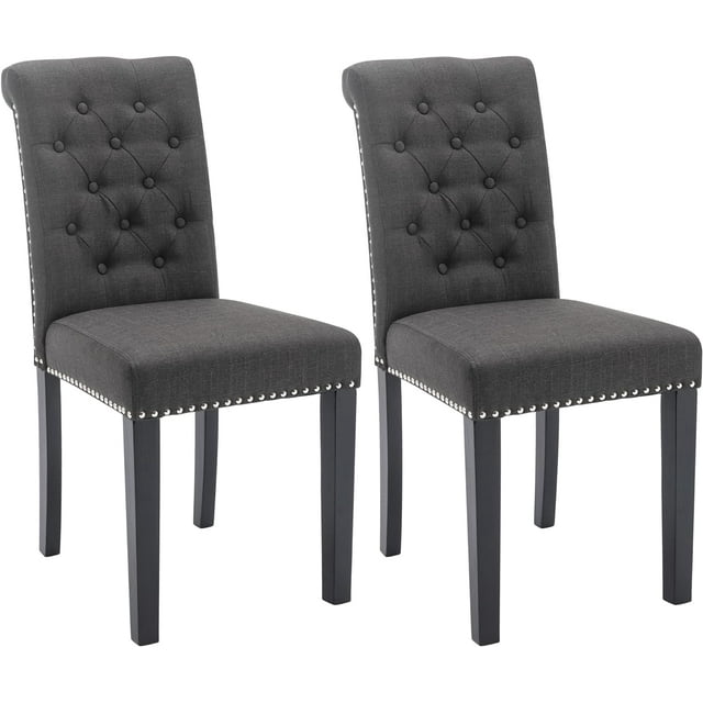 Dining Chairs Set of 2 Upholstered Fabric Kitchen Chairs Dining Room ...