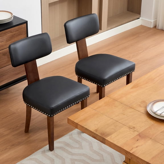Dining Chairs Set of 2, Upholstered Kitchen Chairs, Comfortable Seat, Wood Legs, Mid-Century Modern, Easy Assembly, Living Room Lounge
