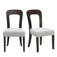 thumbnail image 1 of Dining Chairs Set of 2, Upholstered Kitchen Side Chairs with Gray Fabric Seating Dark Brown Solid Rubber Wood Legs, 330 LBS Weight Capacity, 1 of 16