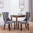 thumbnail image 1 of Dining Chairs Set of 2, Velvet Upholstered Kitchen Chairs with Button Tufted Design, Armless Side Chairs Accent Chair for Living Room, Grey, 1 of 9