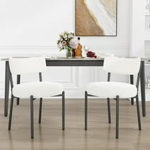 Dining Chairs Set of 2, White Velvet Kitchen Dining Room Chair Side Chairs with Black Metal Legs