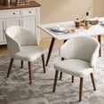 thumbnail image 1 of Dining Chairs Set of 2 Wingback Accent Chair Upholstered Armrest Solid Wood Legs Living Room Kitchen Restaurant Beige, 1 of 7