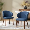 thumbnail image 1 of Dining Chairs Set of 2 Wingback Accent Chair Upholstered Armrest Solid Wood Legs Living Room Kitchen Restaurant Navy, 1 of 7