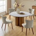 thumbnail image 1 of Dining Chairs Set of 4 Fabric Upholstered Wingback Accent Side Chairs Solid Wood Legs Button Tufted Home Kitchen Living Bedroom Ivory, 1 of 8