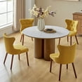 thumbnail image 1 of Dining Chairs Set of 4 Fabric Upholstered Wingback Accent Side Chairs Solid Wood Legs Button Tufted Home Kitchen Living Bedroom Mustard, 1 of 8