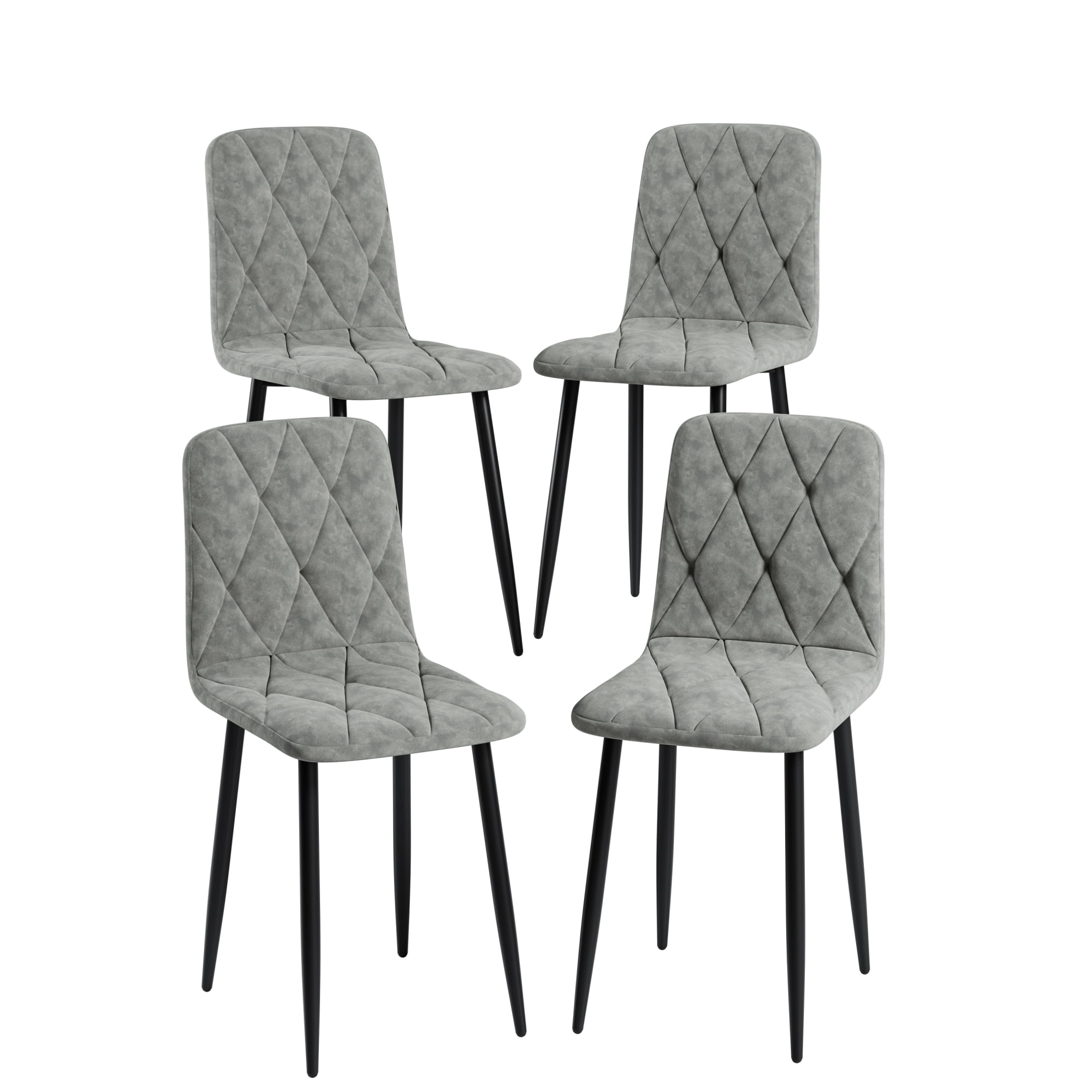 Dining Chairs Set of 4,Kitchen & Dining Room Upholstered Chairs with Metal Legs,Gray+Velvet