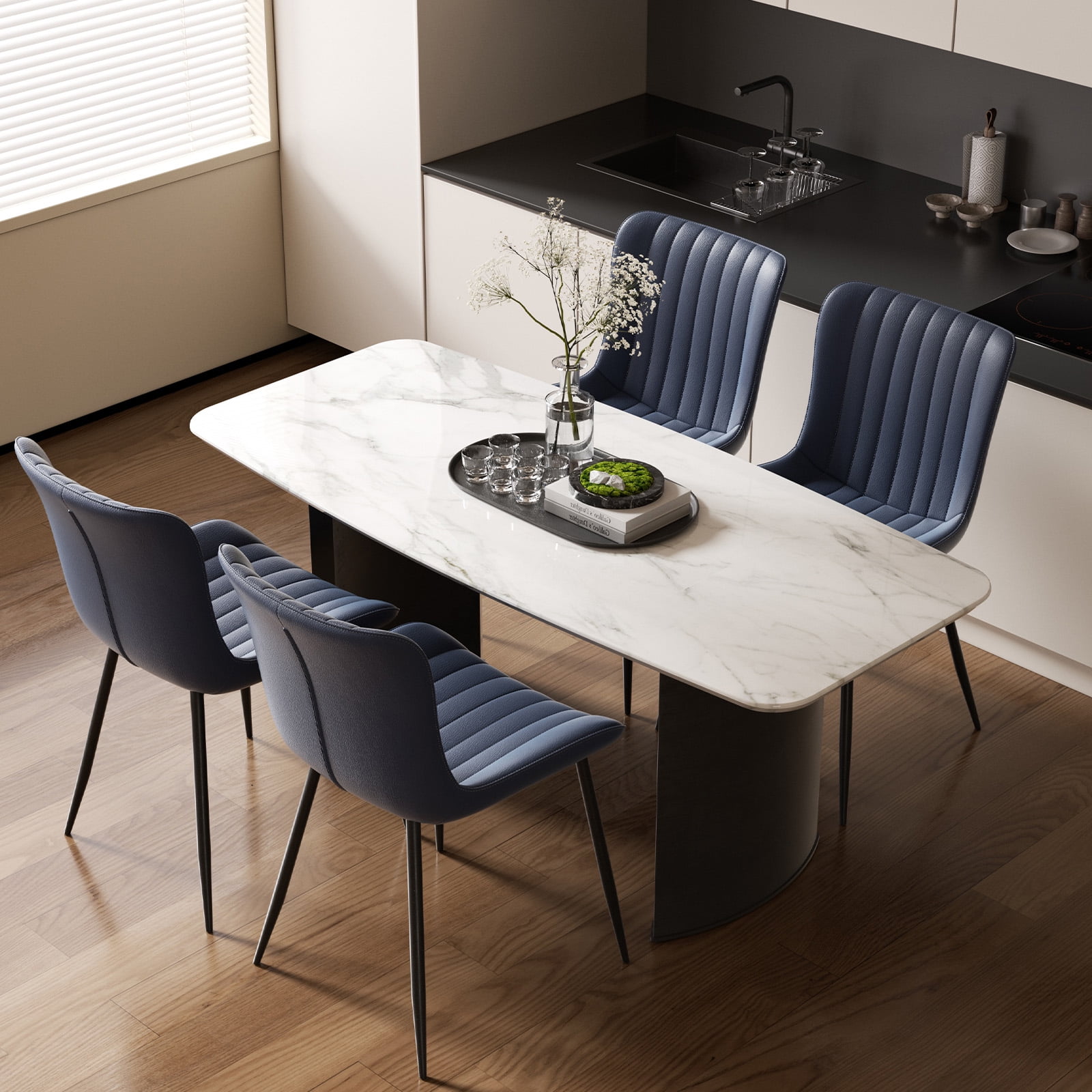 Dining Chairs Set of 4, Modern Armless Side Chairs Faux Leather Cushion — free download