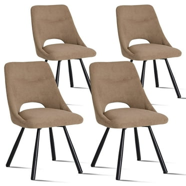 Dining Chairs Set of 4, Modern Boucle Upholstered Kitchen Chair [Cut-Out Design] for Dining Living Room Restaurant, Brown