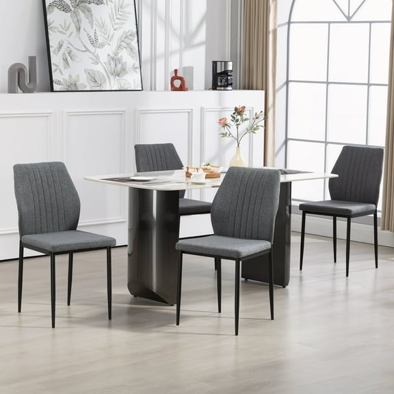 BRTHORY Dining Chairs Set of 4, Modern Kitchen & Dining Room Chairs, Upholstered Cushion Seat and Sturdy Metal Legs (4 Dark Gray Chairs)
