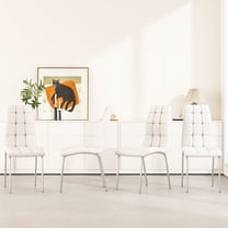 Dining Chairs Set of 4, Modern PU Leather with Metal Legs for Dining Room, Living Room