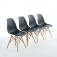 thumbnail image 1 of Dining Chairs Set of 4, Modern Plastic Kitchen Chairs with Wood Legs for Living Room Dining Room Kitchen, Matt Black, 1 of 10