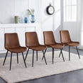 thumbnail image 1 of SUDICA Set of 4 Brown Faux Suede Dining Chairs, Modern Upholstered Chairs with Wide Seat and Black Metal Legs for Dining Room, 1 of 7